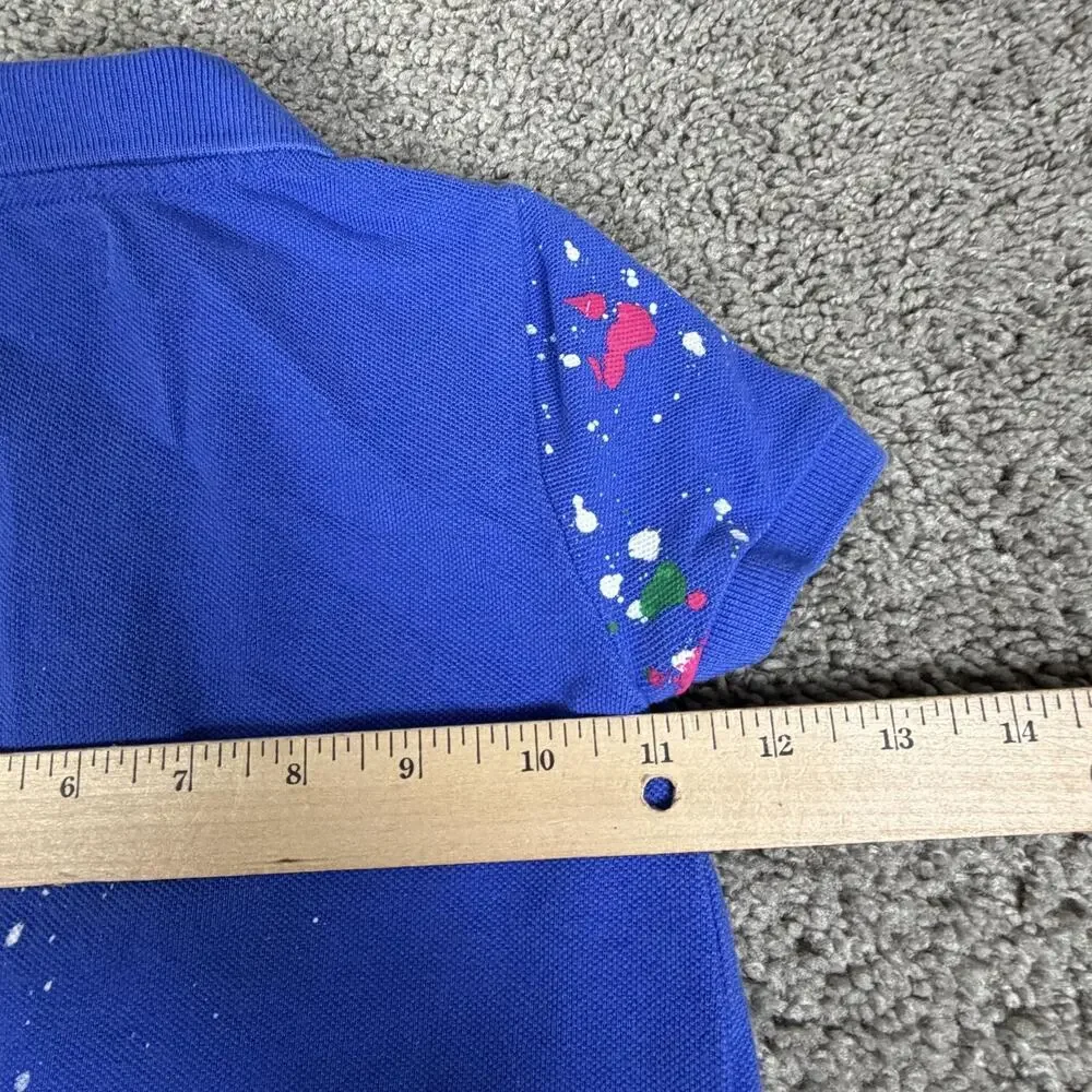 Ralph Lauren Romper Boys 24 Months Blue Red Polo One-Piece Paint Splatter